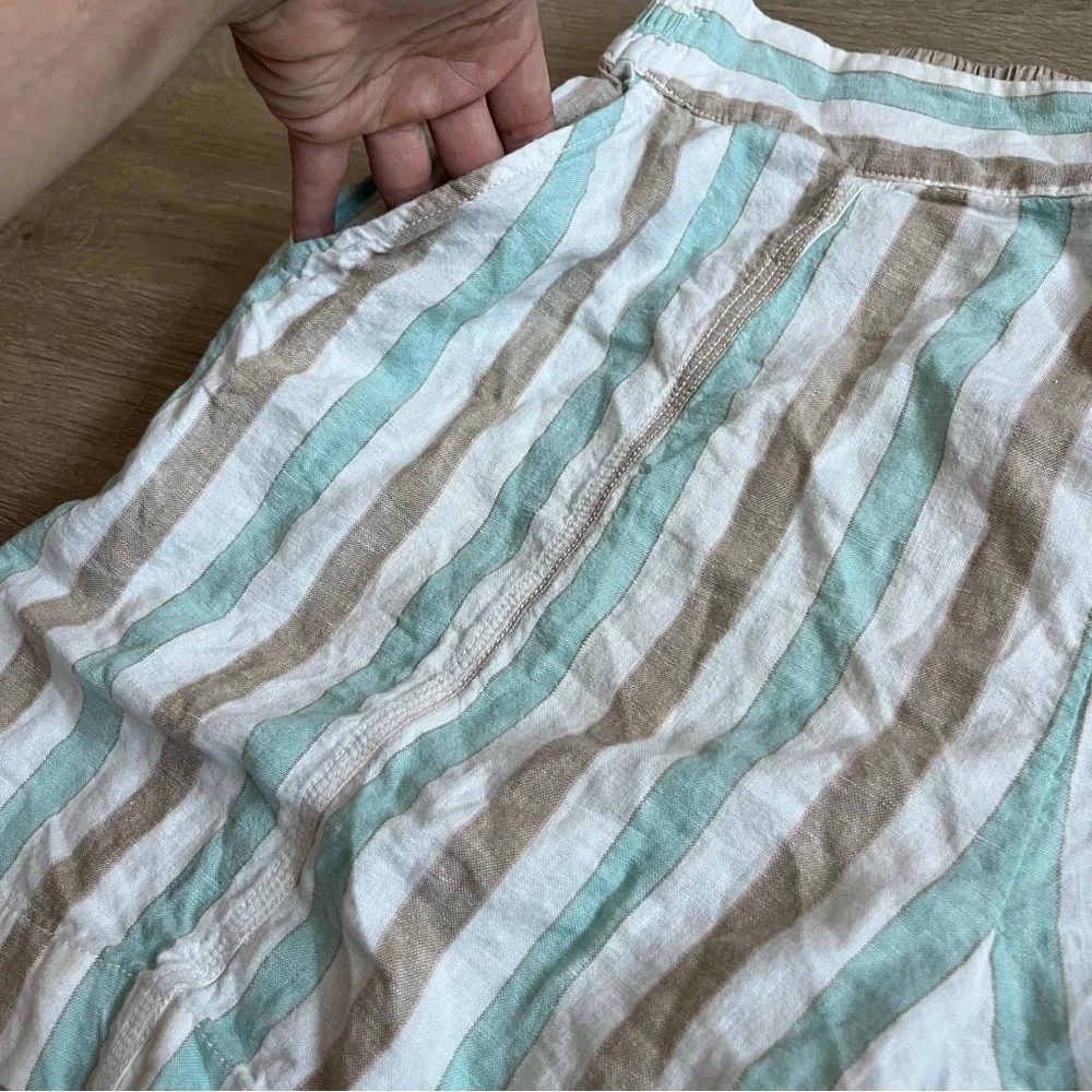 Lane Bryant 14/16 Striped Linen Blend Mid-Rise Linen Pull-On Shorts 5 inch